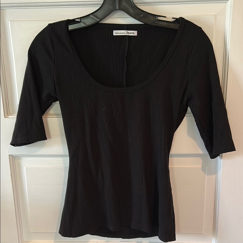 Reformation Black Ribbed Women's Top